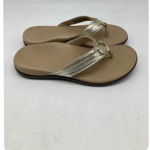 Vionic Aloe Orthopedic Flip Flops Gold Leather Women’s Size 8 Orthoheel